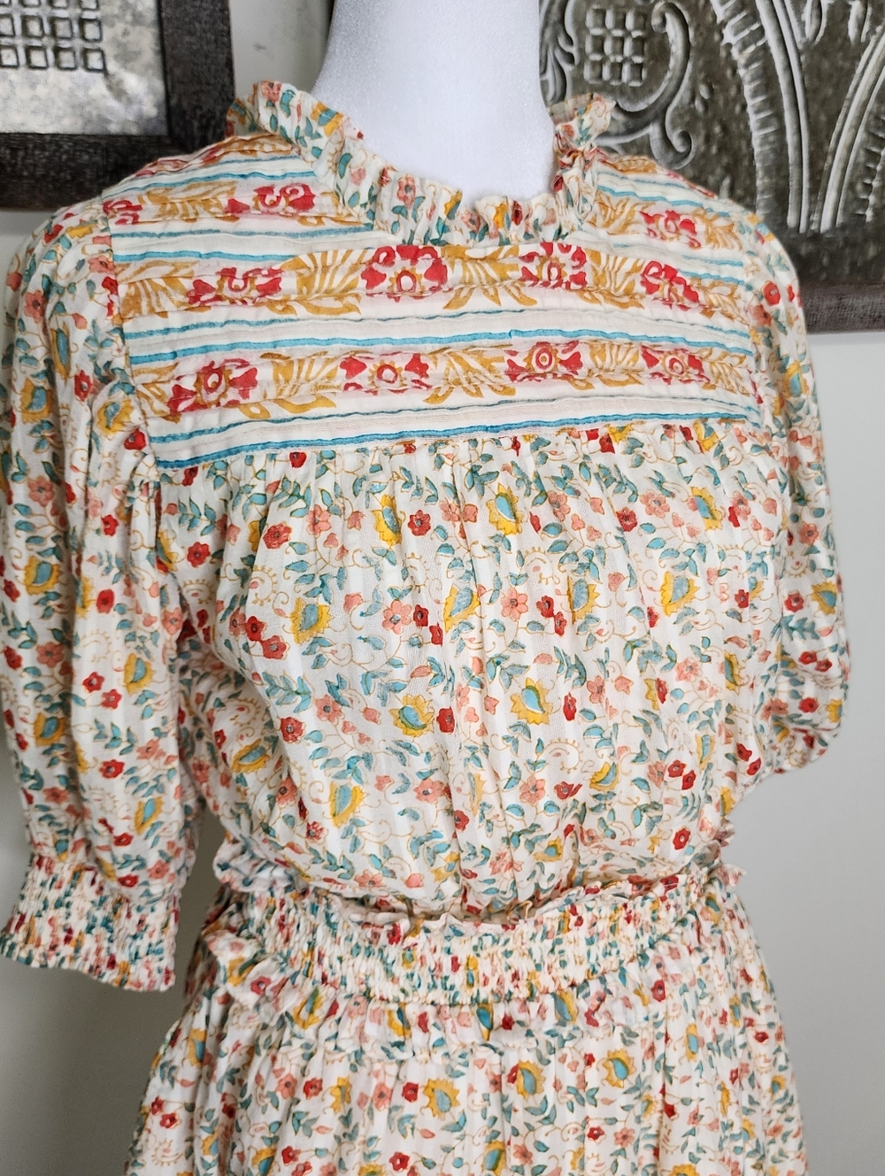 Cleobella Dallas Floral Tie-Back Mini Dress Medium Organic Cotton Cottagecore - Picture 6 of 16